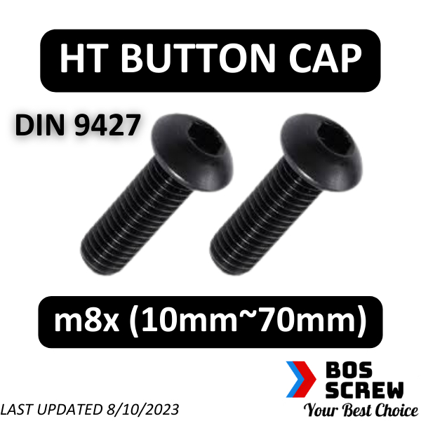 สกรูหัวจม HT m8 x 10mm~70mm DIN9427 (สีดํา) (น๊อตเลน, สกรูฝาปุ่มอัลเลน) (เพชร 1.25mm)