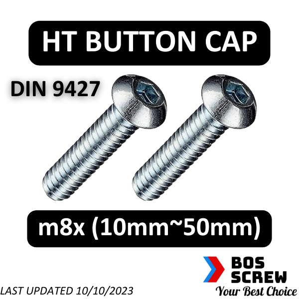 สกรูหัวจม HT m8 x 10mm~50mm DIN9427 (Zinc) (น๊อตเลน, สกรูฝาปุ่มอัลเลน) (เพชร 1.25mm)