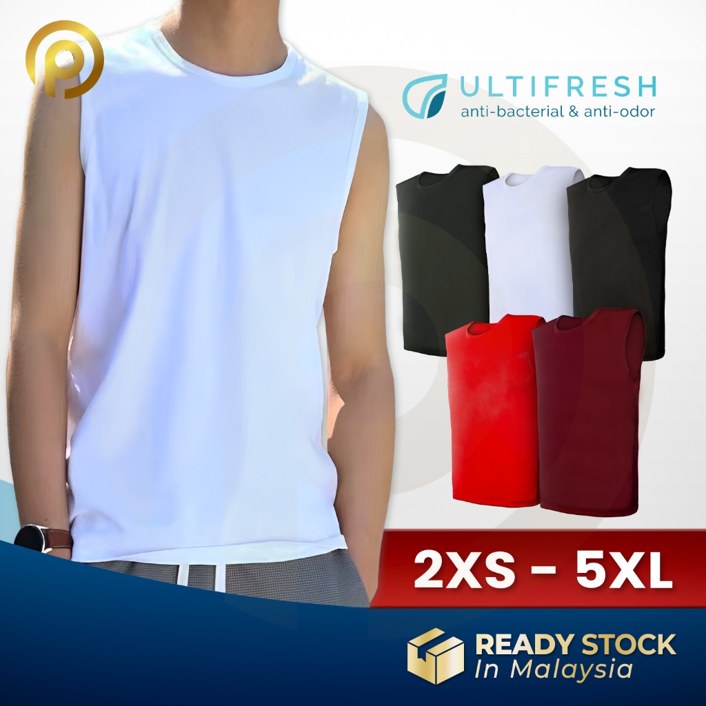 ฟิตเนสกีฬาเสื้อกล้ามแขนกุดUnisex Ultifresh UDF02 1.0 Baju Lengan Tee Tshirt Gym 背心