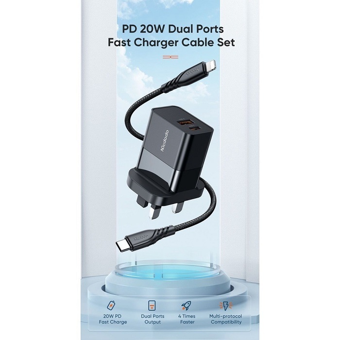 MCDODO CH-1302 20W PD QUICK CHARGER SET พร้อมสายเคเบิลแสง