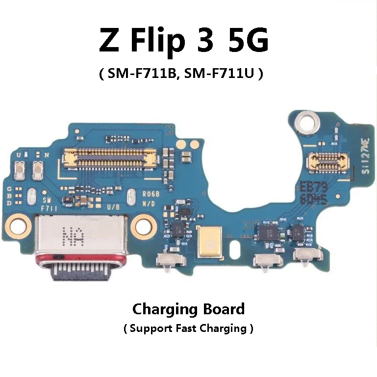 Samsung Galaxy Z Flip3 5G ( SM-F711B / SM-F711U ) ข้อมูล USB ชาร์จพอร์ต PCB Dock Connector Mic Board