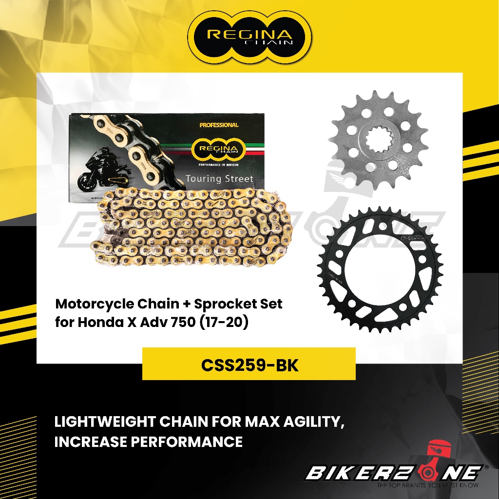 REGINA Chain 520ZRT-118 + S-TEEL Sprocket Set for Honda X Adv 750 by Bikerzone Official Store