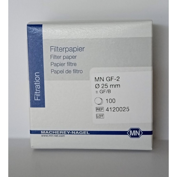 Macherey-nagel (MN) กระดาษกรองใยแก้ว MN GF-2 เส้นผ่านศูนย์กลาง 25mm, Pore ขนาด 0.5 μm, 100 กรองต่อแพ