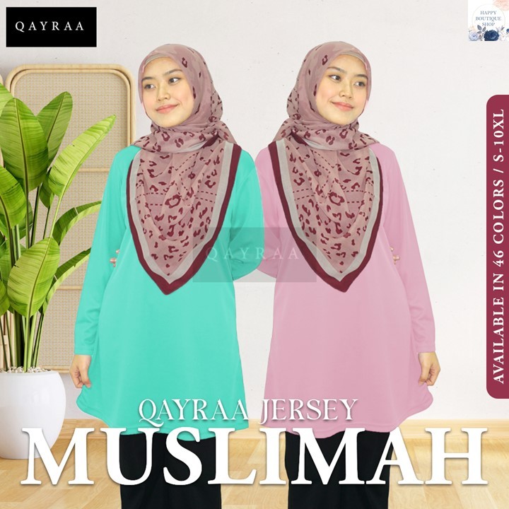 QAYRAA Muslimah Ladies Plain Microfiber Quick Dry Jersey - Brick Red / Bay Leaf / Rose Mauve / Olymp