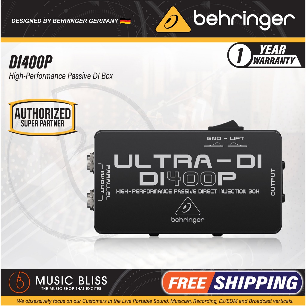Behringer Ultra-DI DI400P 1 ช่อง Passive Instrument Direct Box (DI-400P / DI 400P)
