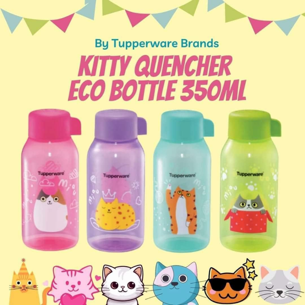 Tupperware Kitty Quencher Eco Bottle 350ml Miao Miao eco bottle Pretty Blooms Flower Eco Bottle 350M