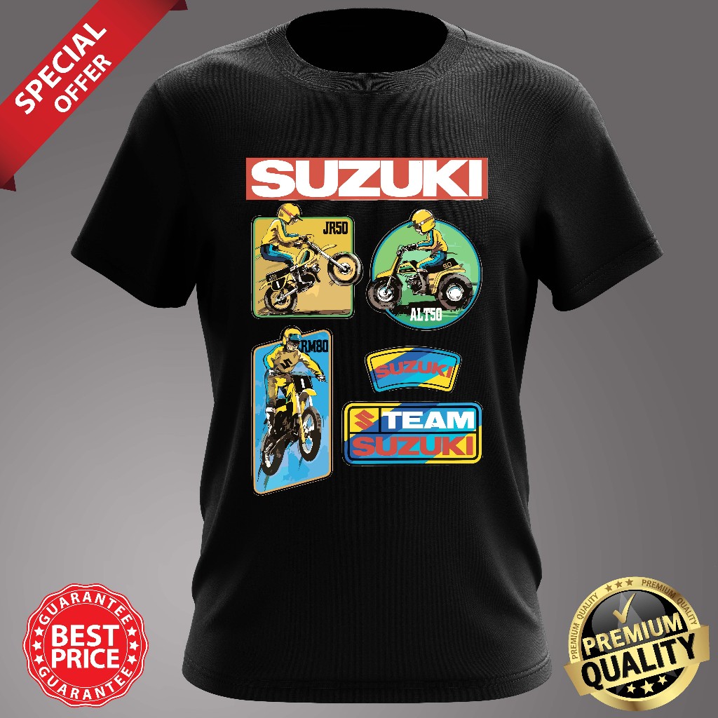 BAJU VINTAGE TEAM SUZUKI SCRAMBLER เสื้อยืดคอกลมกลม