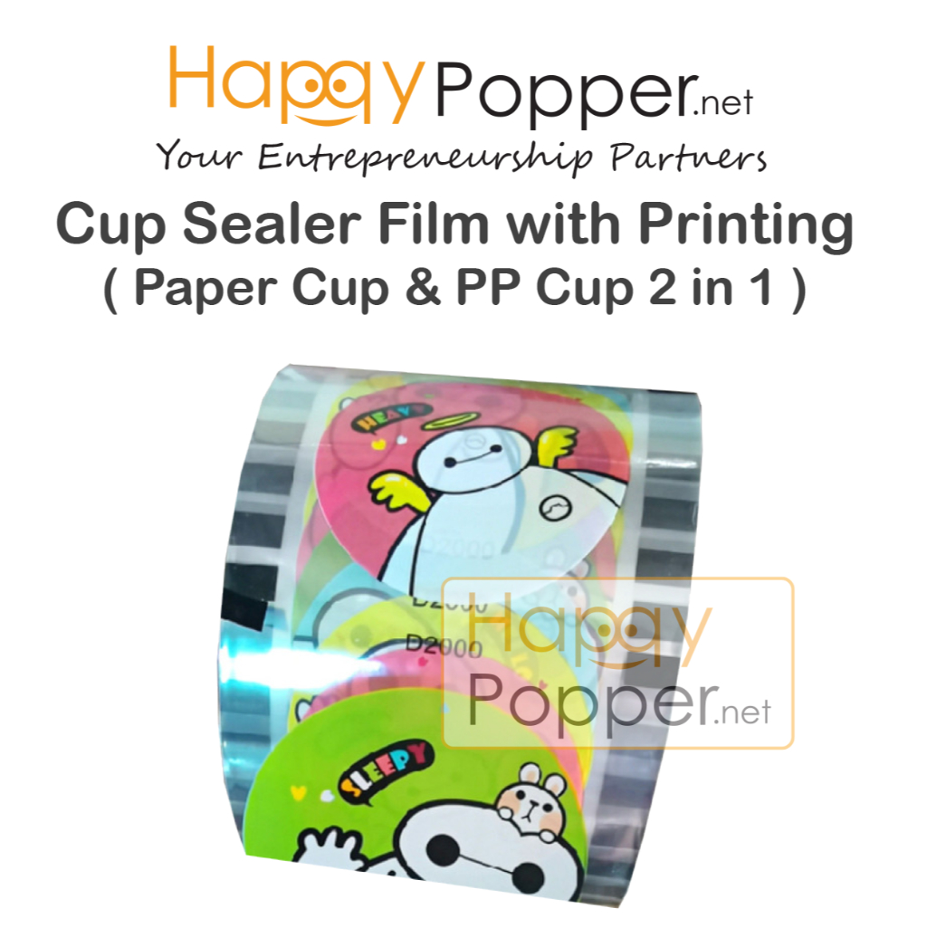 Happypopper Cup Sealer Film Printing 3000+- Pre Roll 2IN1(Paper&PP)Sealer Film For Sealer Cup 2 And1
