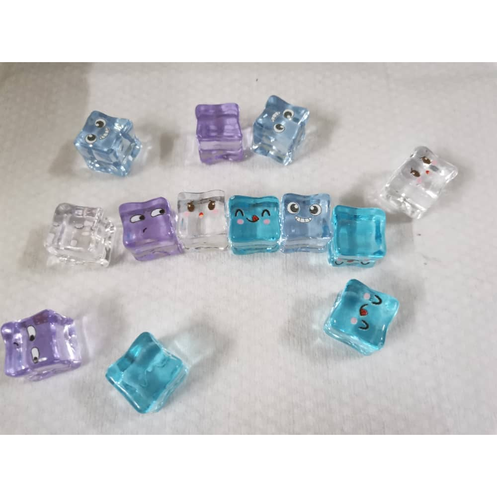 真迷你透透透透明/SIMULASI MINI TELUS EMOJI KETULAN AIS/SIMULATION MINI TRANSPARENT EMJI ICE CUBE/DIY ขนาดเล็