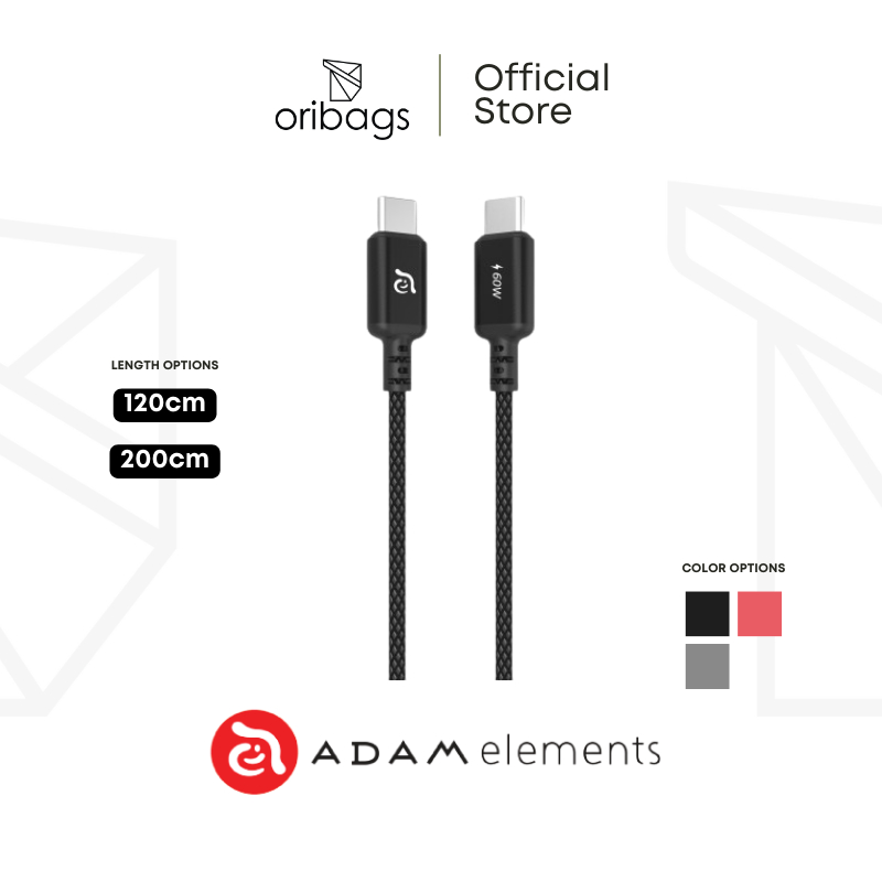 องค์ประกอบ ADAM CASA S120/S200 USB-C ถึง USB-C 60W สายชาร์จแบบถัก