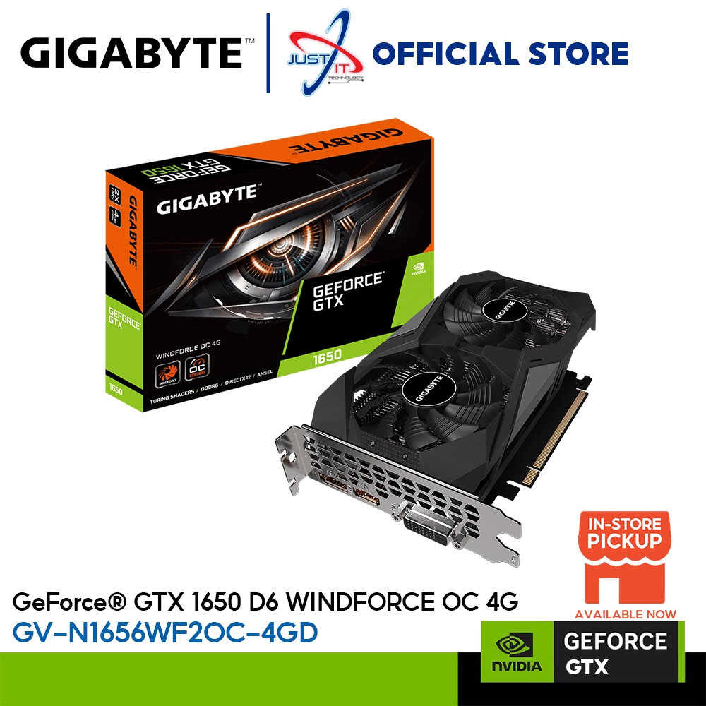 การ์ดจอ Gigabyte GeForce GTX1650 D6 WINDFORCE OC 4GB GDDR6 GV-N1656WF2OC-4G