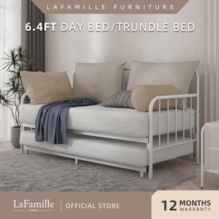 KitchenZ 6.4FT Day Bed / Pull Out Trundle Bed Frame Katil Besi Powder Coat Metal Black White - 0045/0046