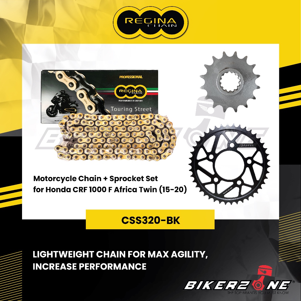 REGINA Chain 525ZRT-124 + ชุดเฟือง S-TEEL สําหรับ Honda CRF 1000 F Africa Twin โดย Bikerzone Officia