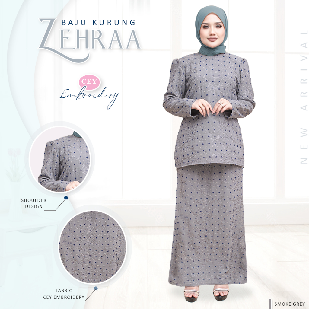 "Raya Arrival" Zehraa Baju Kurung moden CEY EMBROIDERY - V4