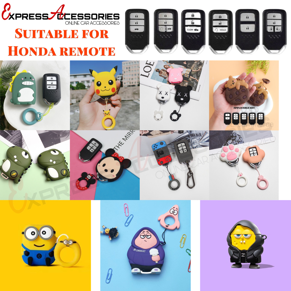 ฝาครอบกุญแจการ์ตูนเหมาะสําหรับ Honda CRV City Civic BRV Accord HRV Jazz Keyless Smart Entry Push Sta