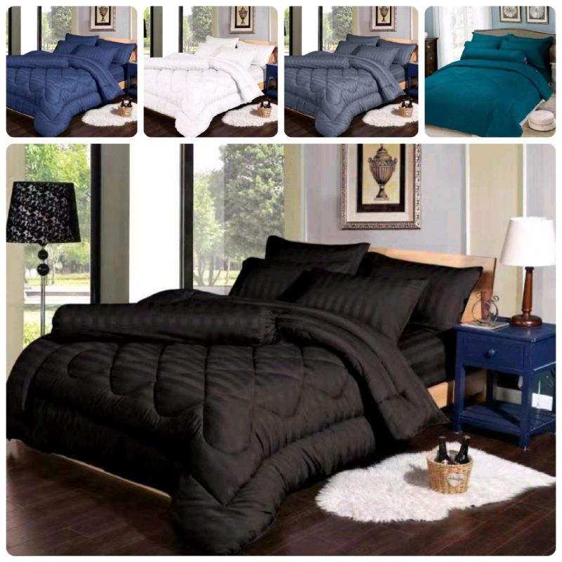 CADAR BEDSHEET 7IN1 HOTEL PLAN WITH COMFORTER TEBAL COTTON 7IN1 พร้อม BLANKET SELIMOTE