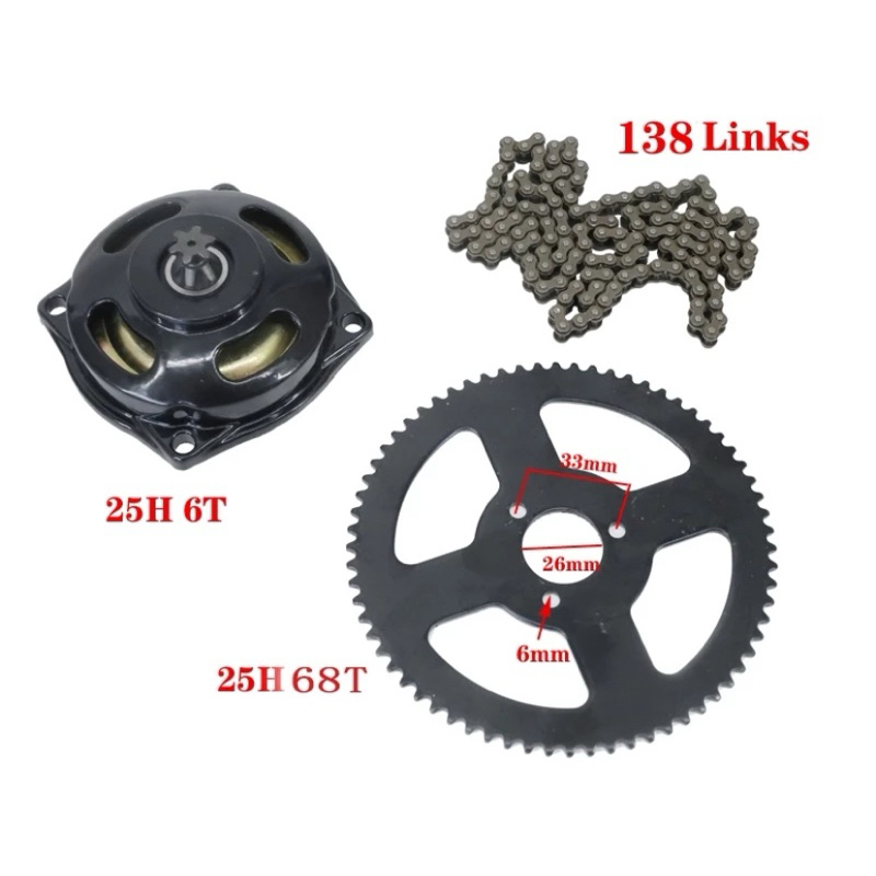 25H คลัทช์กลองเกียร์เฟือง w/ 138 แหวนและเฟืองหลังสําหรับ Mini Moto 47cc 49cc จักรยานสกปรกสกู๊ตเตอร์จ