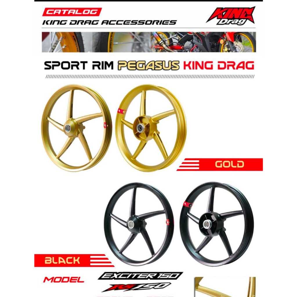 King Drag Pegasus Y15 Y15ZR V1 V2 Y16 SP522 Design Sport Rim 1.6 / 1.6 ฟรีเมตร BUSH / LABEL KING