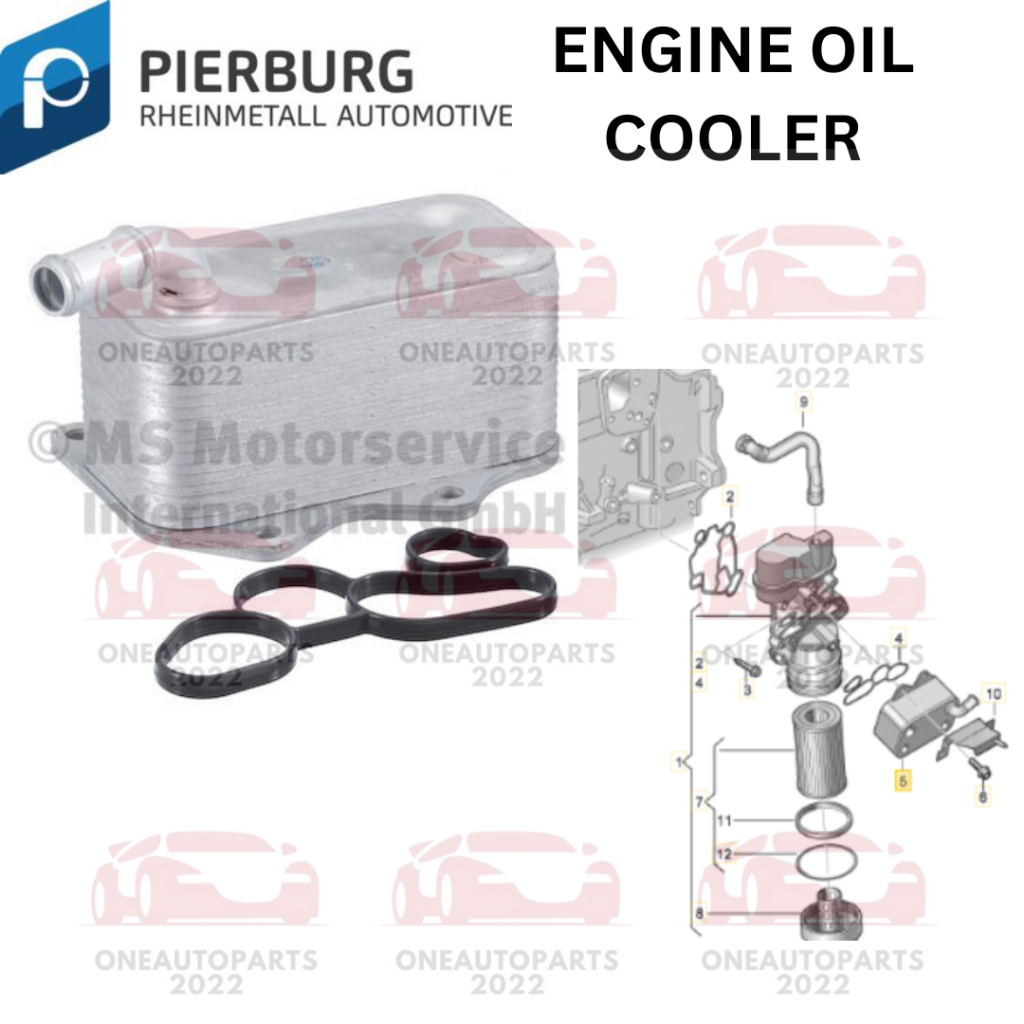 PIERBURG GERMANY ENGINE OIL COOLER w GASKET VW PASSAT B6 2.0 TSI GOLF mk5 2.0 GTi AUDI A4 B6 B7 2.0T