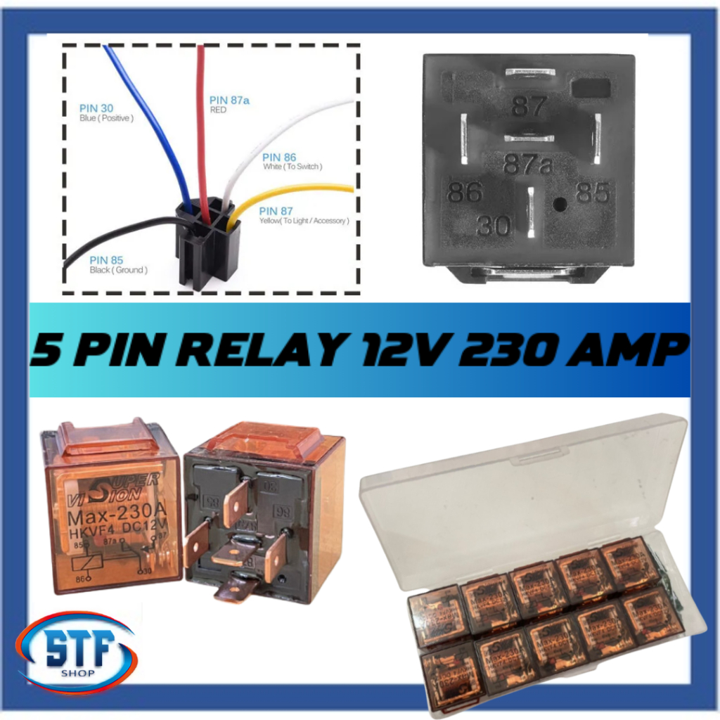 รถบรรทุกรถยนต์กันน้ํา Auto Auto Auto Auto Automotive 12V 230 AMP 87A LED Relay 5 Pin ใหม่ ( 1 ชิ้น)
