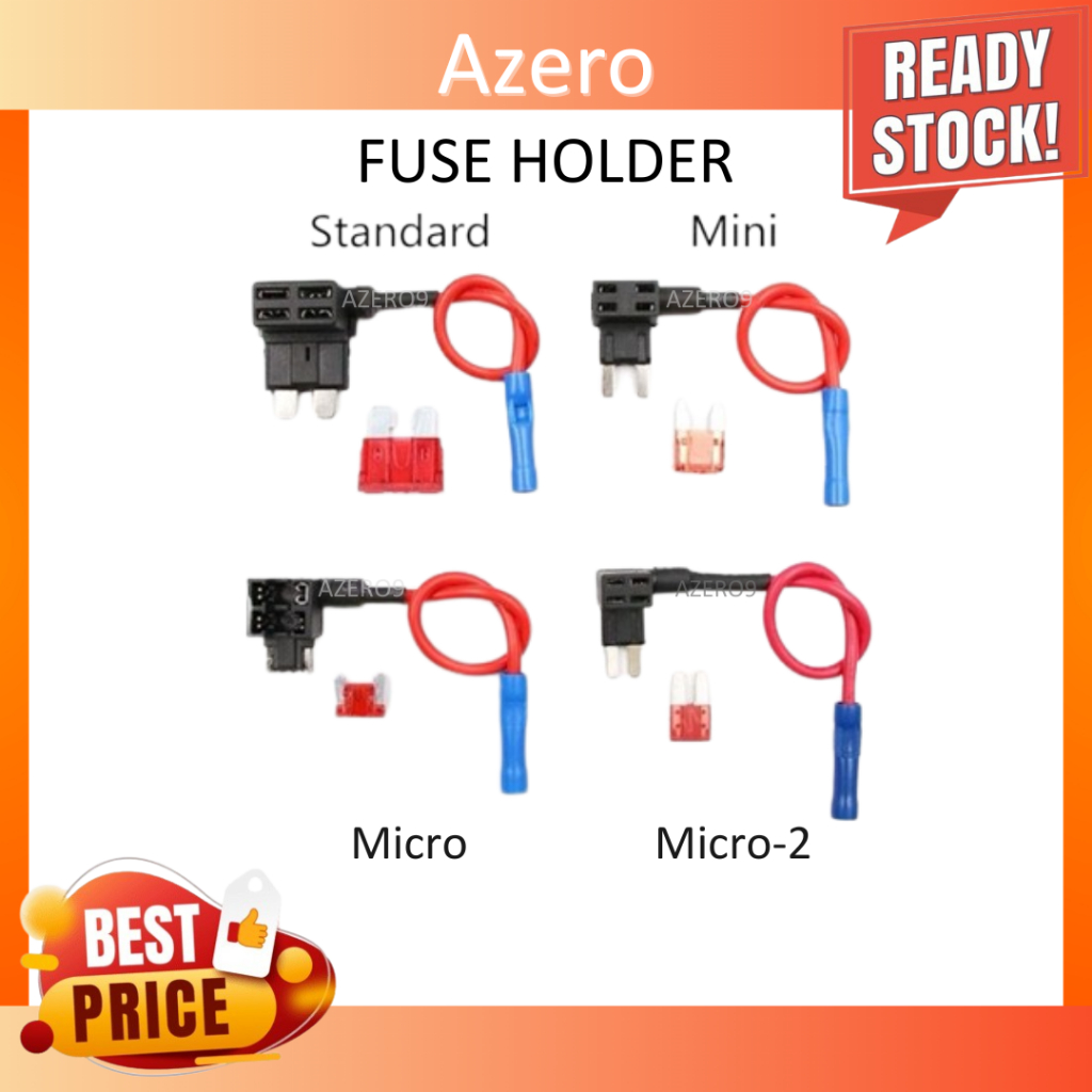 Universal 12V Standard/ Mini/ Micro/ Micro-2 Car Fuse Holder (ไม่รวมการใช้งาน)