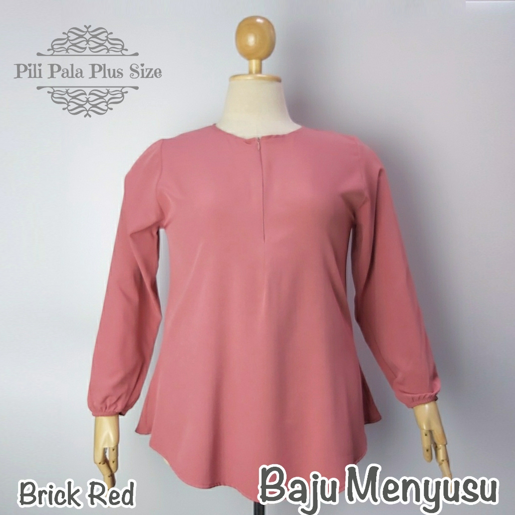 Baju Menyusu 42" L ขนาดให้นมบุตร A-LINE ตัดแขนยาวธรรมดา Wudhu Friendly Zip -F