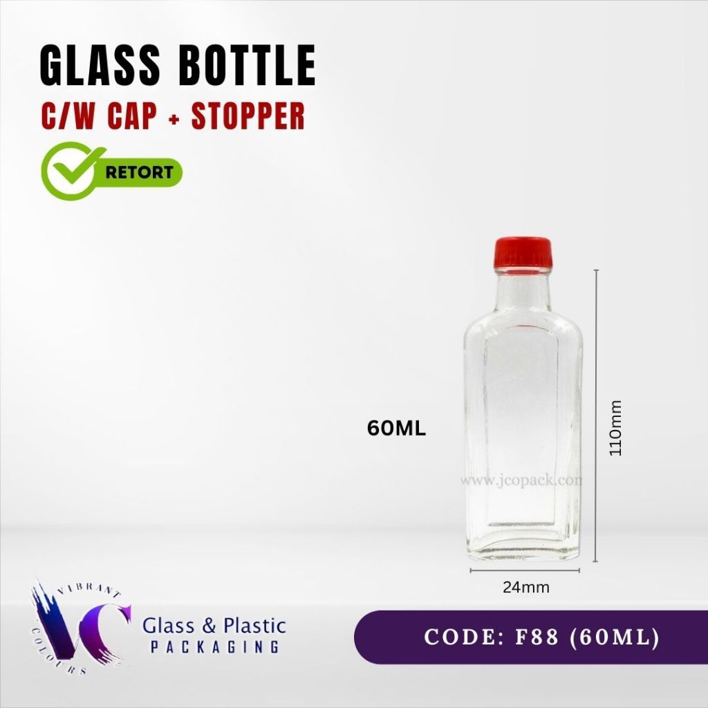 ขวดแก้ว 60ML พร้อมหมวก & STOPPER F88 POST TODAY !