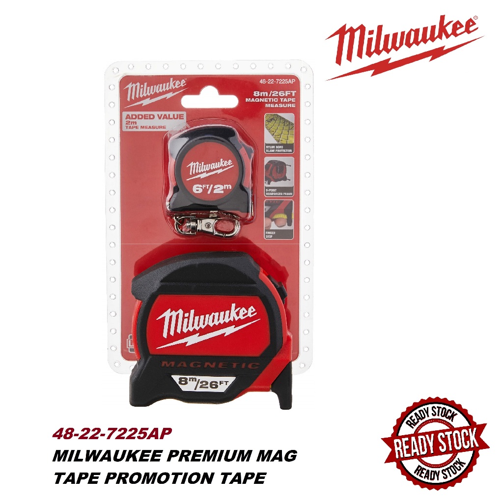 มิลวอกี 48-22-7225 ตลับเมตรแม่เหล็ก PREMIUM MAGNETIC 8m|26ft