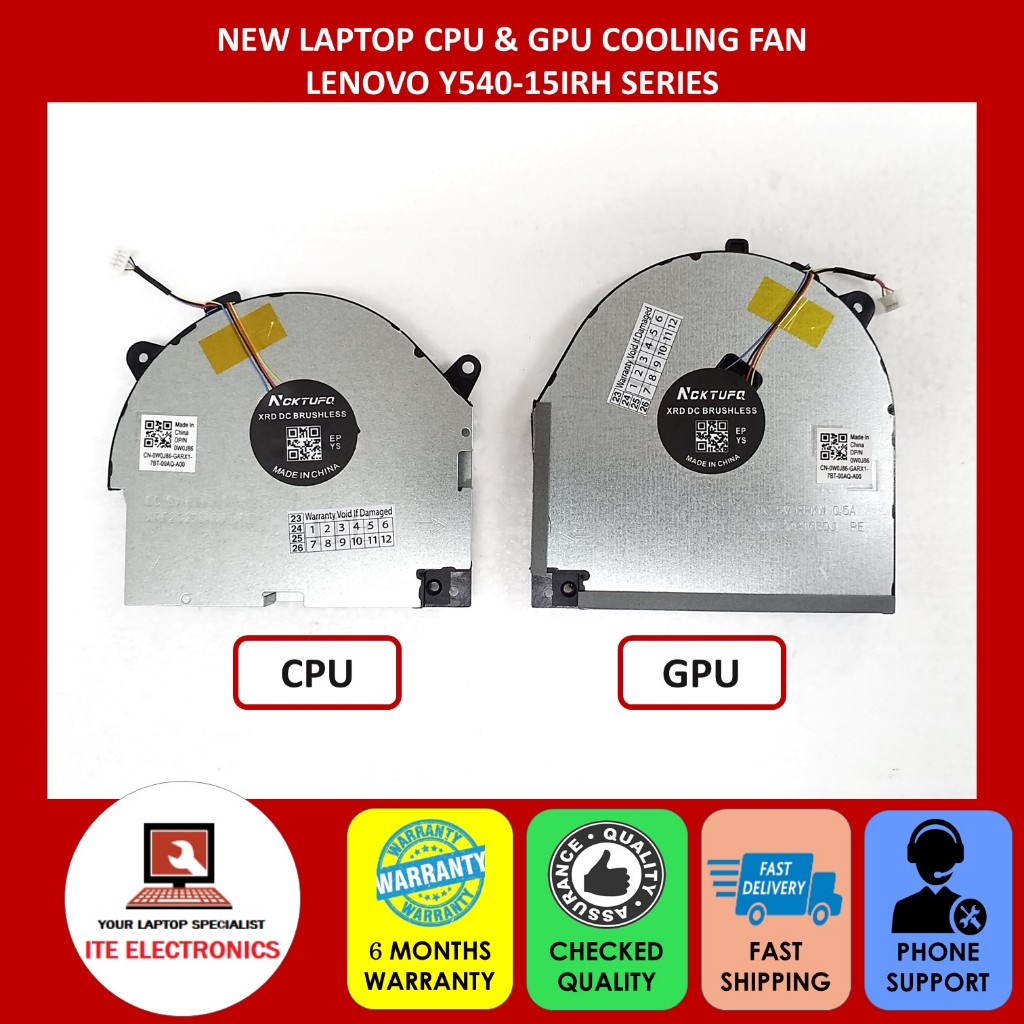 ใหม่ LENOVO Y540-15IRH SERIES แล็ปท็อป CPU / GPU COOLING FAN