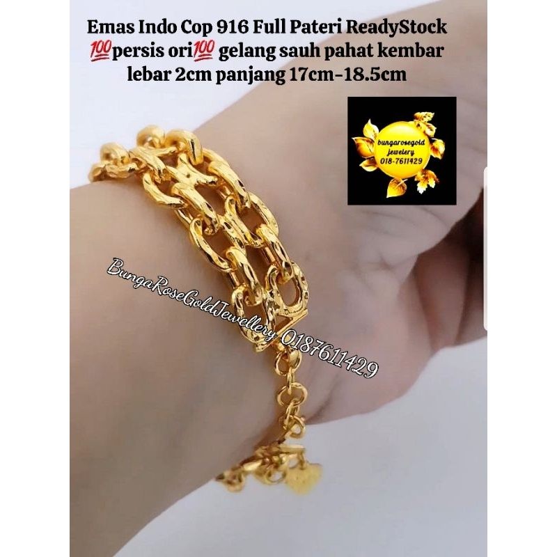 Gold Cop 916 Double Anchor Bracelet Full Pateri