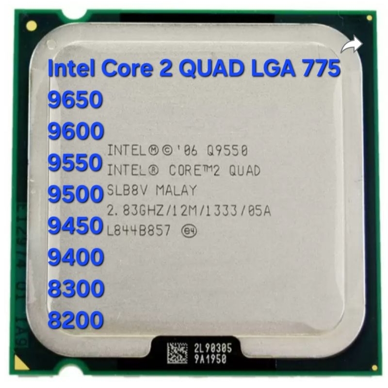 Intel Core 2 Quad / Core 2 Duo Processor Q9550, Q9450, 9400, 8400, 8300, 8200 LGA 775 Soket Processo