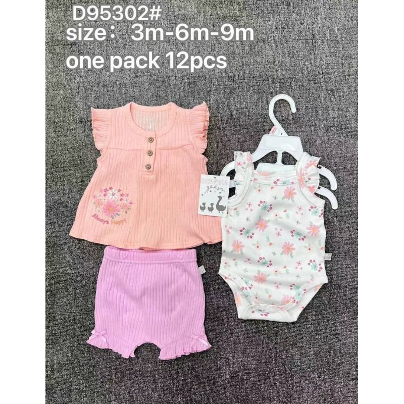ชุดแบรนด์ 3 ชิ้น Baby Girl by Duck-Duck 03m-9m
