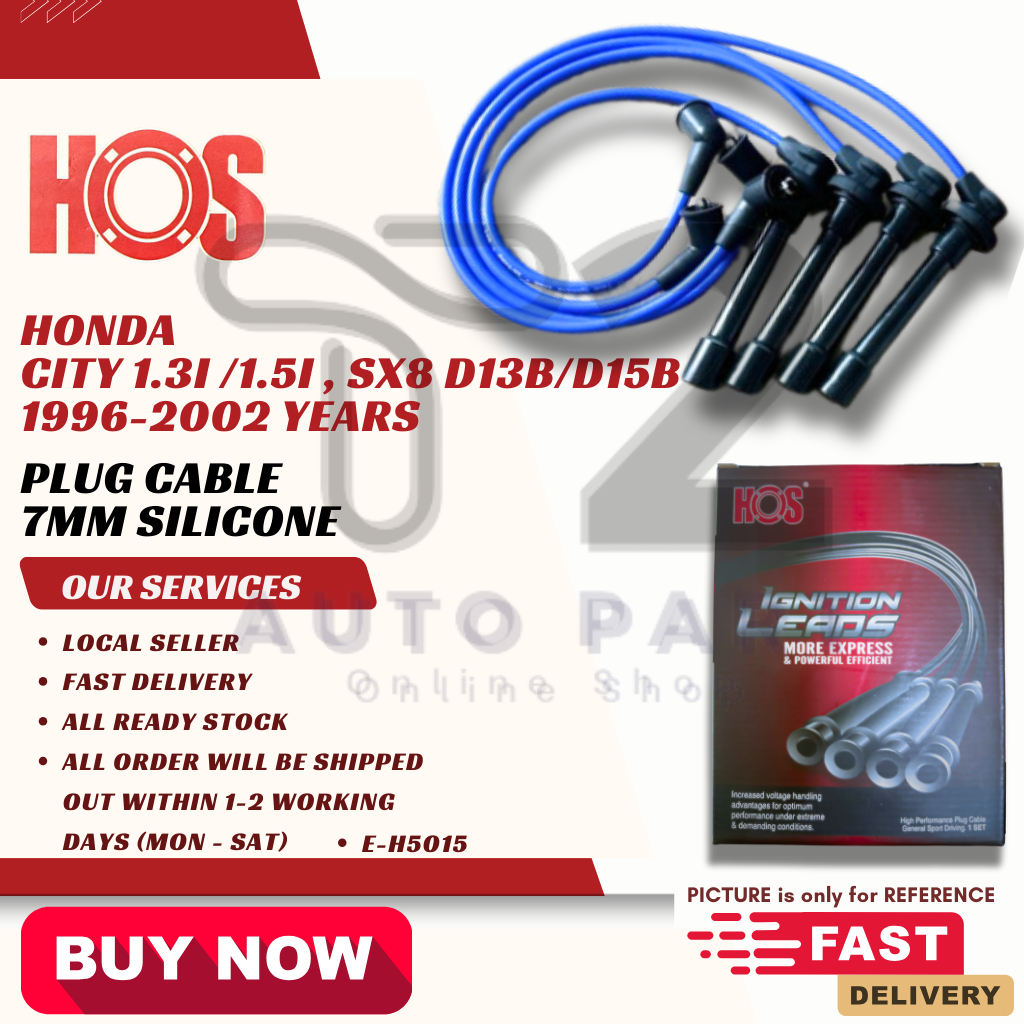 T2 PLUG CABLE HONDA CITY 1.3i / 1.5i / SX8 D13B /D15B 1996 ถึง 2002 ปี 7MM SILICONE 1 ชุด