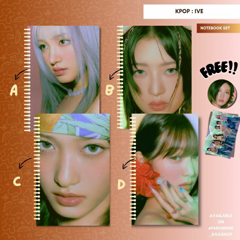 KPOP [IVE] SWITCH โปสเตอร์ BADGE โน๊ตบุ๊ค WONYOUNG REI LEESEO JIWON GAEUL YUJIN