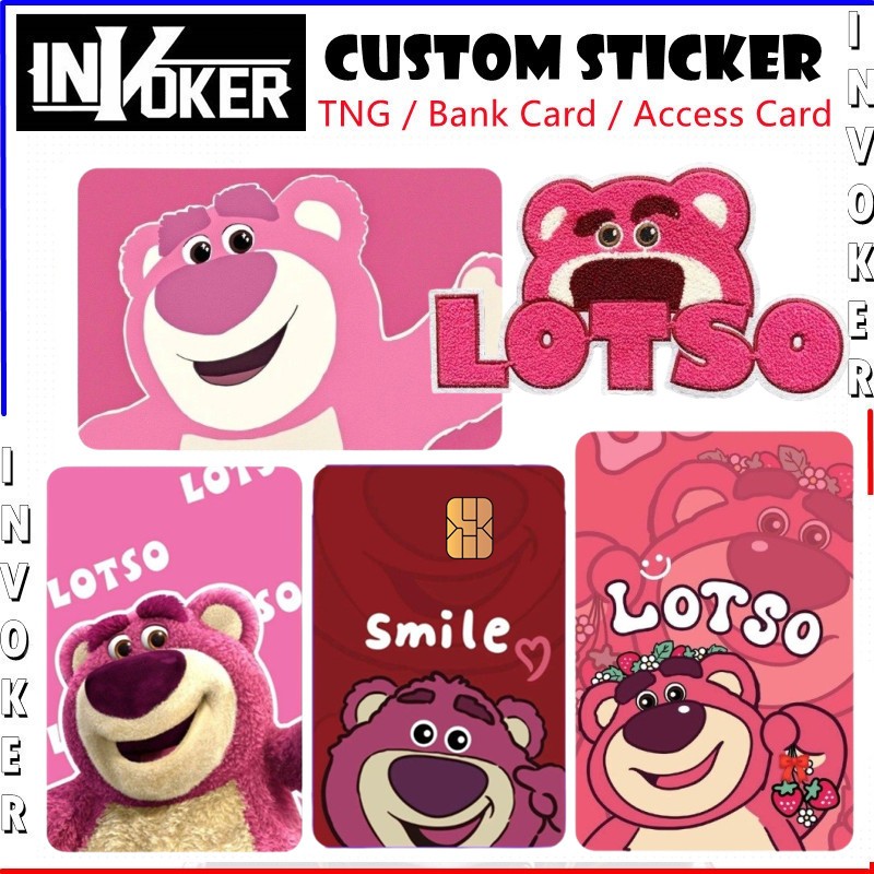 LOTSO STRAWBERRY BEAR - ฝาครอบสติ๊กเกอร์การ์ด Touch n Go / สติ๊กเกอร์ TNG CARD / สติ๊กเกอร์การ์ดธนาค