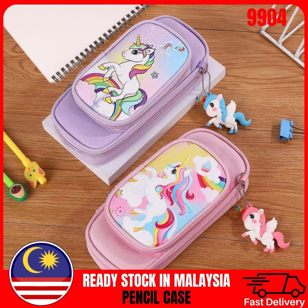 9904/girl Kids Pencil Case Unicorn Design/Low School Girl Pensel Box/Tadika/Stationery