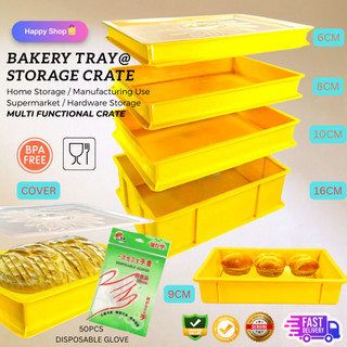 BAKERY TRAY /STORAGE CRATE/MULTI FUNCTIONAL TRAY/CRATE COVER/DISPOSABLE GLOVE/BEKAS KUIH/PENUTUP TRAY HEIGHT 6/8/10/16CM