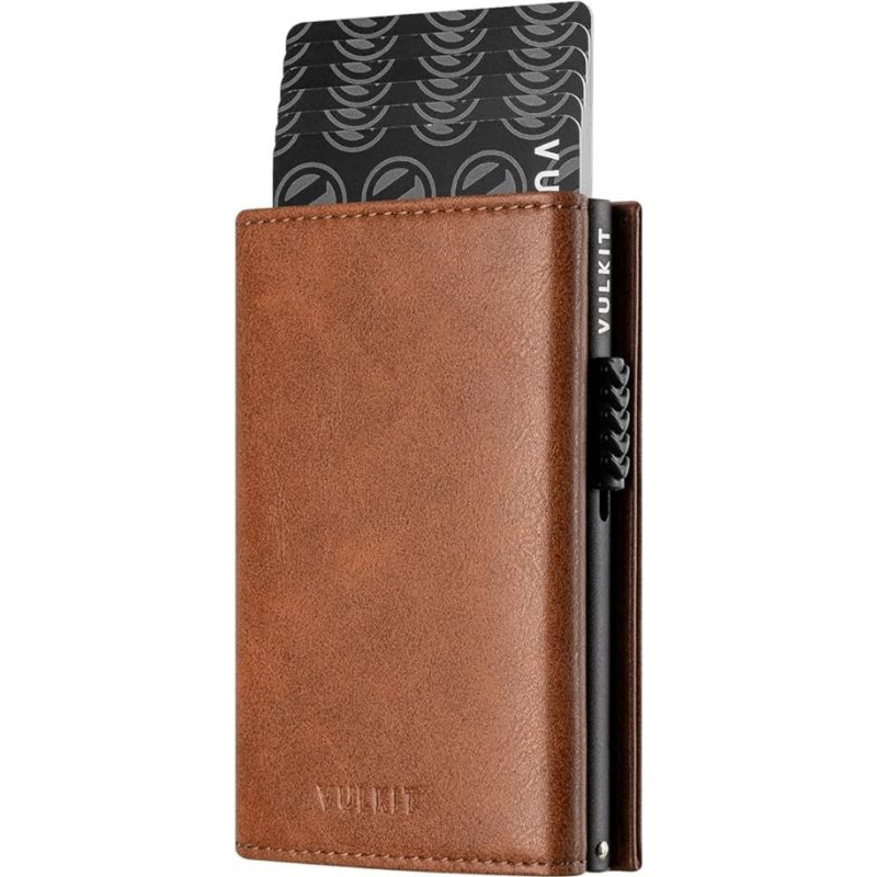 VULKIT Card Holder Wallet with Coin Pocket Magnetic Closed Pop Up Cards/ID Window Leather Wallet for