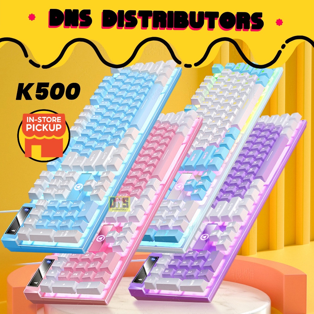 K500 Luminous Backlit Mechanical Gaming Keyboard RGB Light Suspended Keycap การออกแบบตามหลักสรีรศาสต