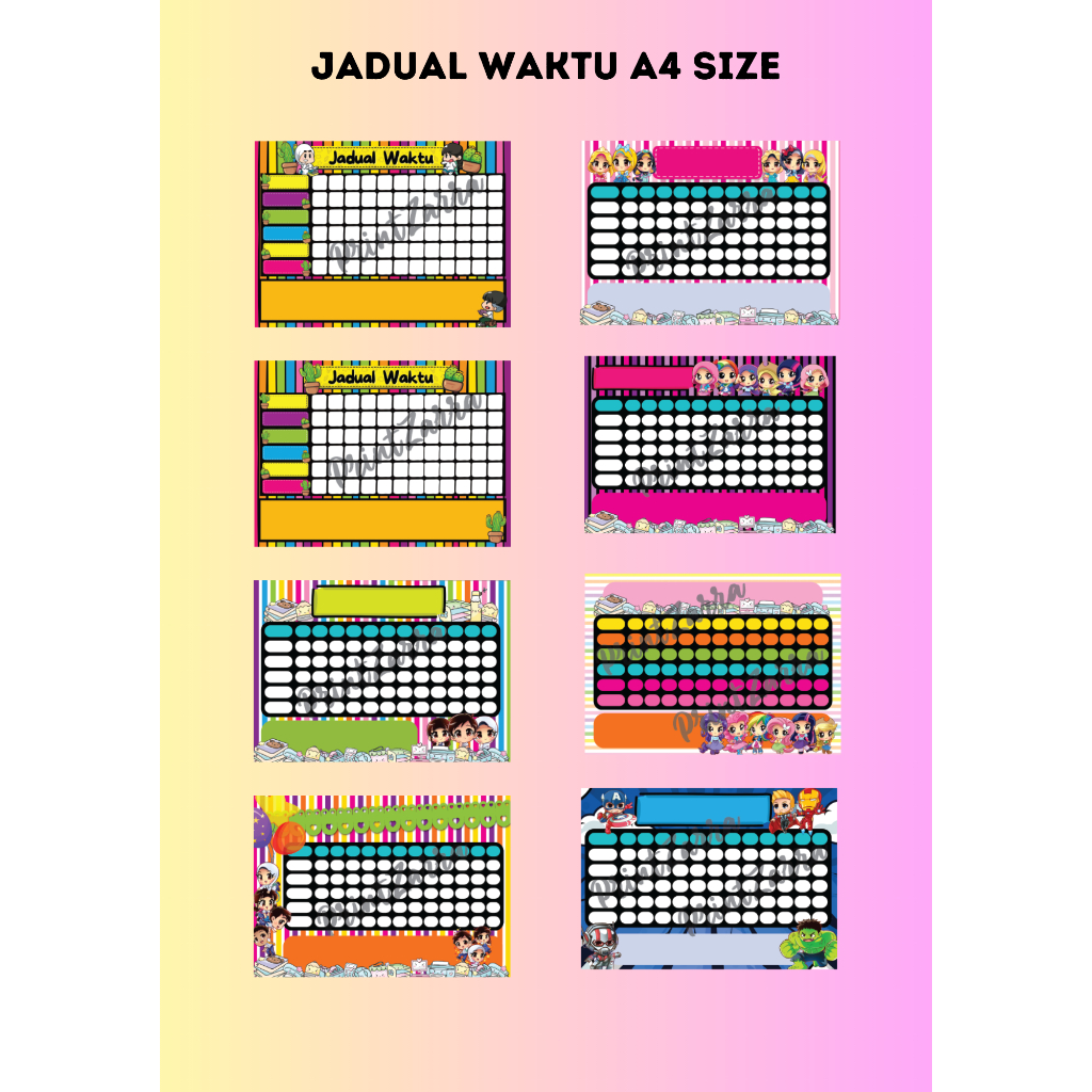 เวลา JADUAL CAN CHANGE A4 / NAME / วัน