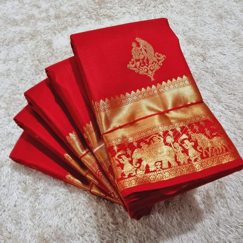 Saree Silk Saree นุ่มพร้อมเสื้อ Contrast / Saree งานแต่งงานสําหรับผู้หญิง / Saree เพื่อนเจ้าสาว