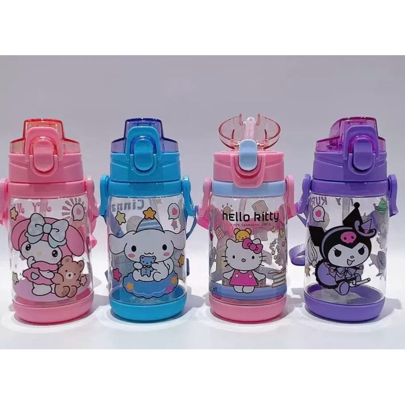 Sanrio Kids Cartoon Water Bottle Straw & Strap BPA Free 400/650ml