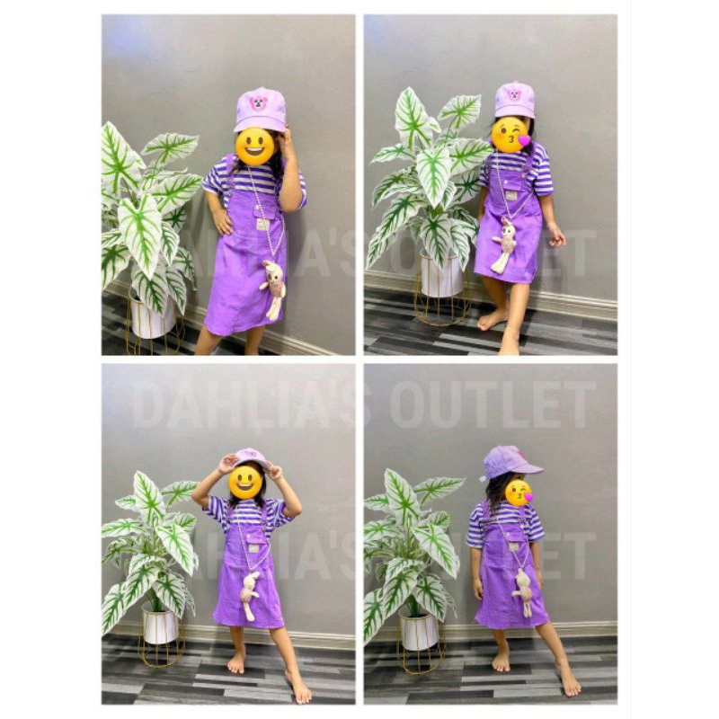 SET GIRL OVERALL - 4IN1 SET CUTE GIRL PURPLE