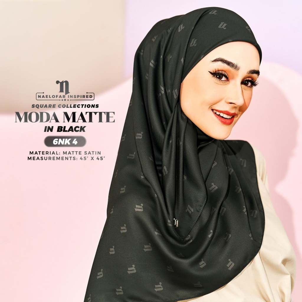 คุณภาพระดับพรีเมียม Tudung Naelofar แรงบันดาลใจ Square Bawal พิมพ์ซาตินผ้าไหม Moda Collection [6NK]
