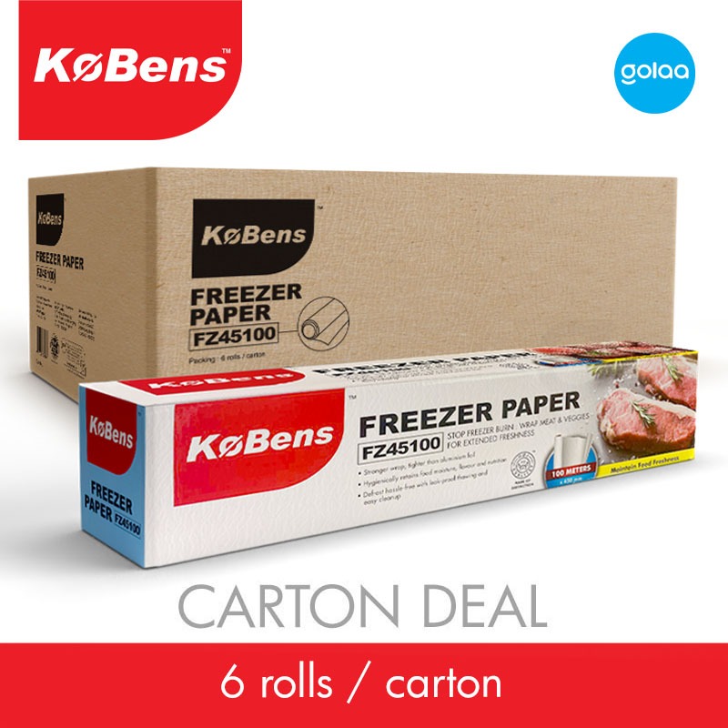 [ Carton Deal ] Golaa - 6 ม้วน KoBens FZ45100 Freezer Paper ( Jumbo Roll 450 mm x 100 เมตร )