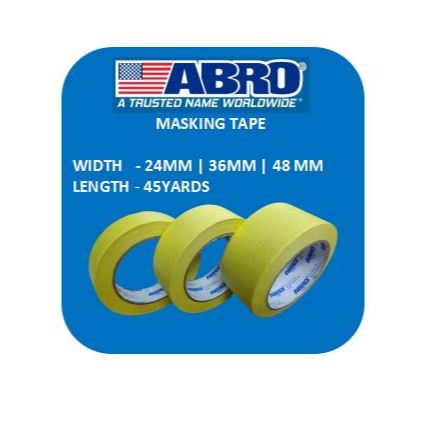 ABRO เทปมาส์กคุณภาพสูง 24 มม. | 36มม | 48MM X 45YARDS - 1 ชิ้น