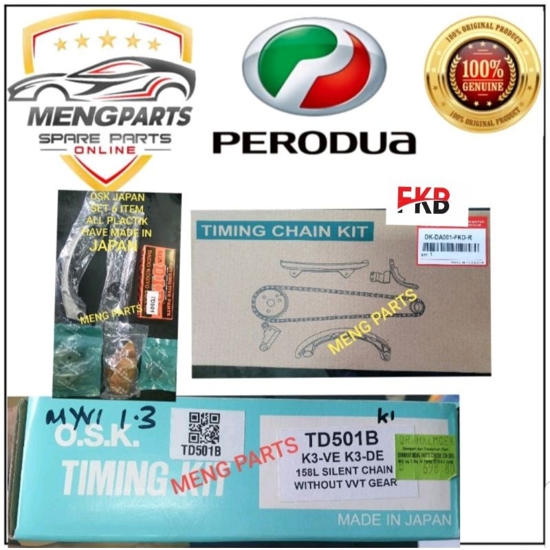 PERODUA MYVI 1.3 ,KEMBARA DVVT K3 ,AVANZA 1.3 F601 TIMING CHAIN KIT OSK JAPAN & FKB