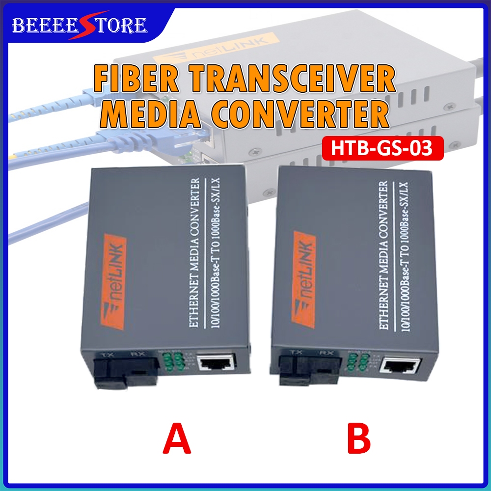 HTB-GS-03 A/B Fiber Transceiver Single Fiber Converter SC 5KM / 20KM 10/100/1000M - 1 คู่