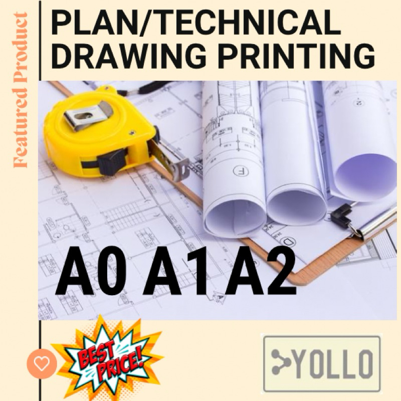 จัดส่งในวันเดียวกัน!! A0 A1 PLAN PRINTING SERVICE สําหรับปฏิทินก่อสร้าง 80gsm SIMILI