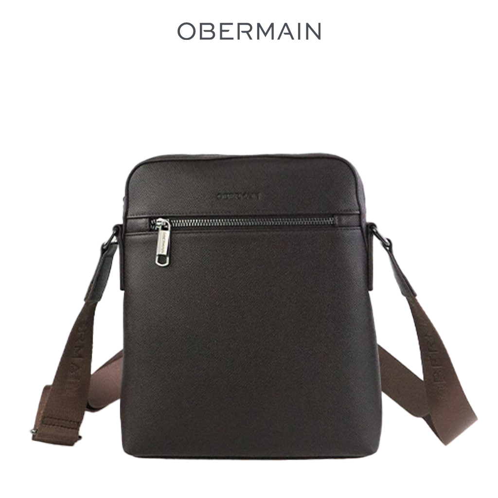 OBERMAIN กระเป๋าสะพายข้างผู้ชาย / หนังสังเคราะห์ / สีน้ําตาล / OBC449P2